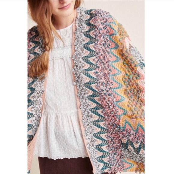 Anthropologie Akemi + Kin Alva Chevron Metallic Kimono Cardigan - Picture 9 of 9